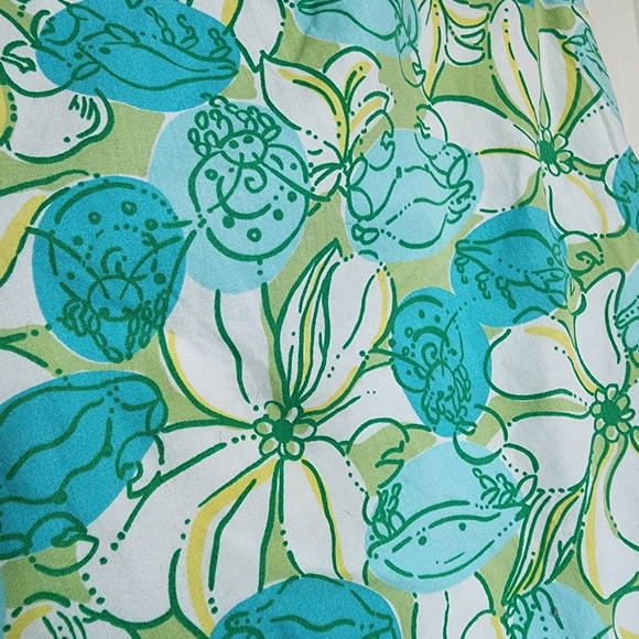 Lilly Pulitzer Vintage White Label Blue Green Sea Creature Shorts 10P - Picture 5 of 12